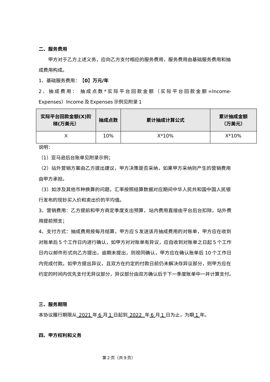 跨境电商代运营合作协议-回款-8页-文章简介图