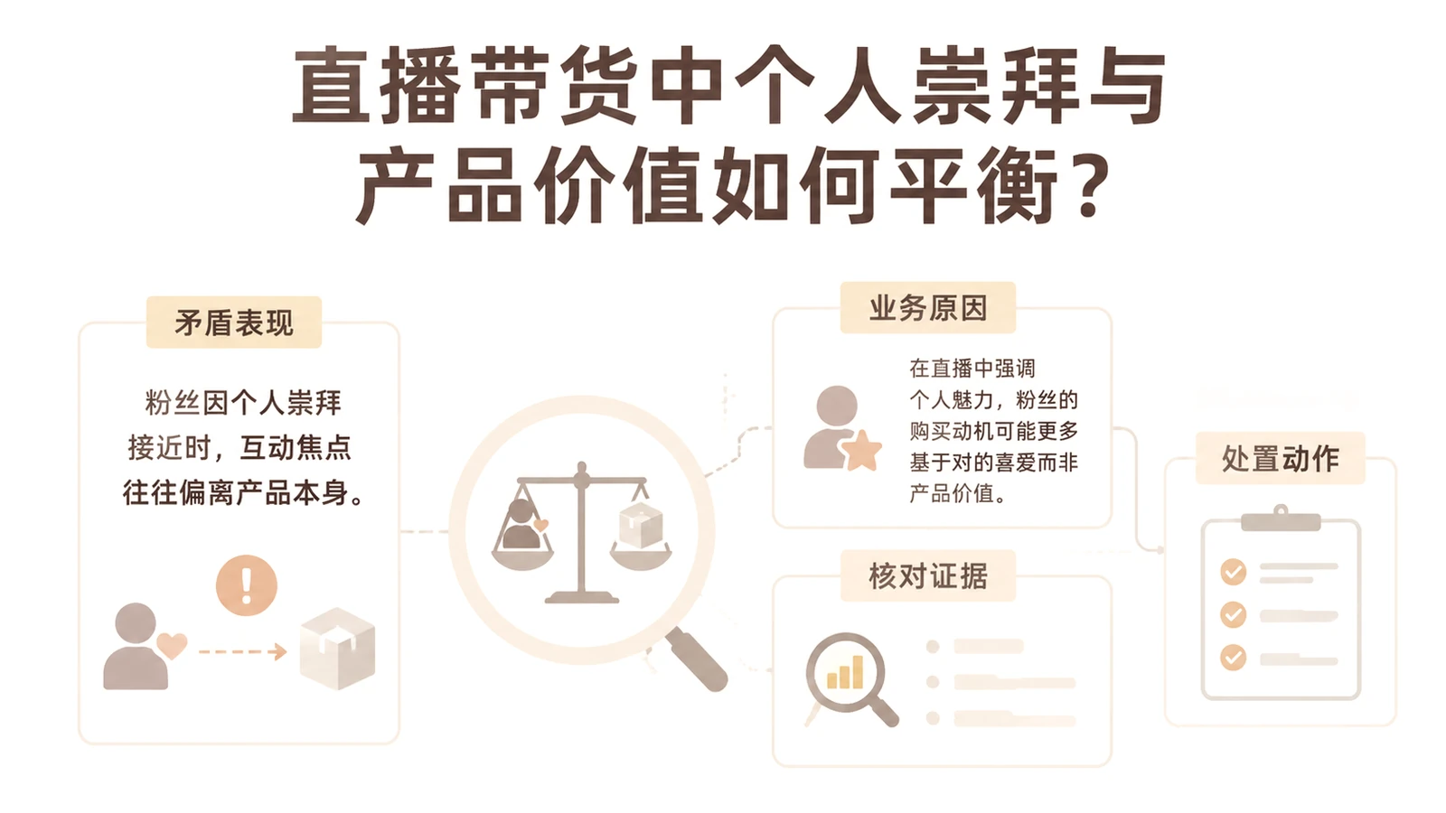 直播带货中个人崇拜与产品价值如何平衡? 文章主题框架图