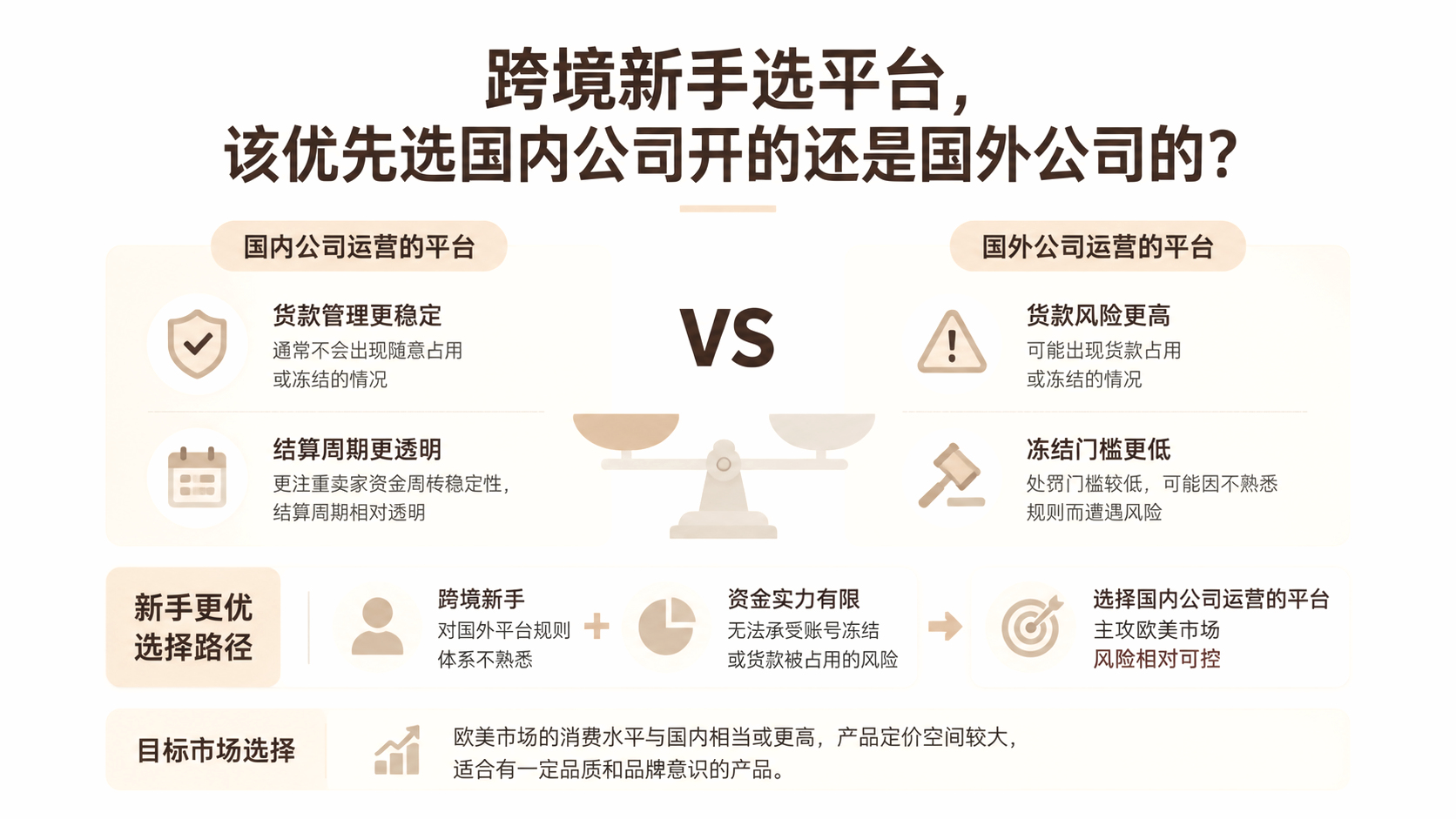 跨境新手选平台,该优先选国内公司开的还是国外公司的? 文章主题框架图