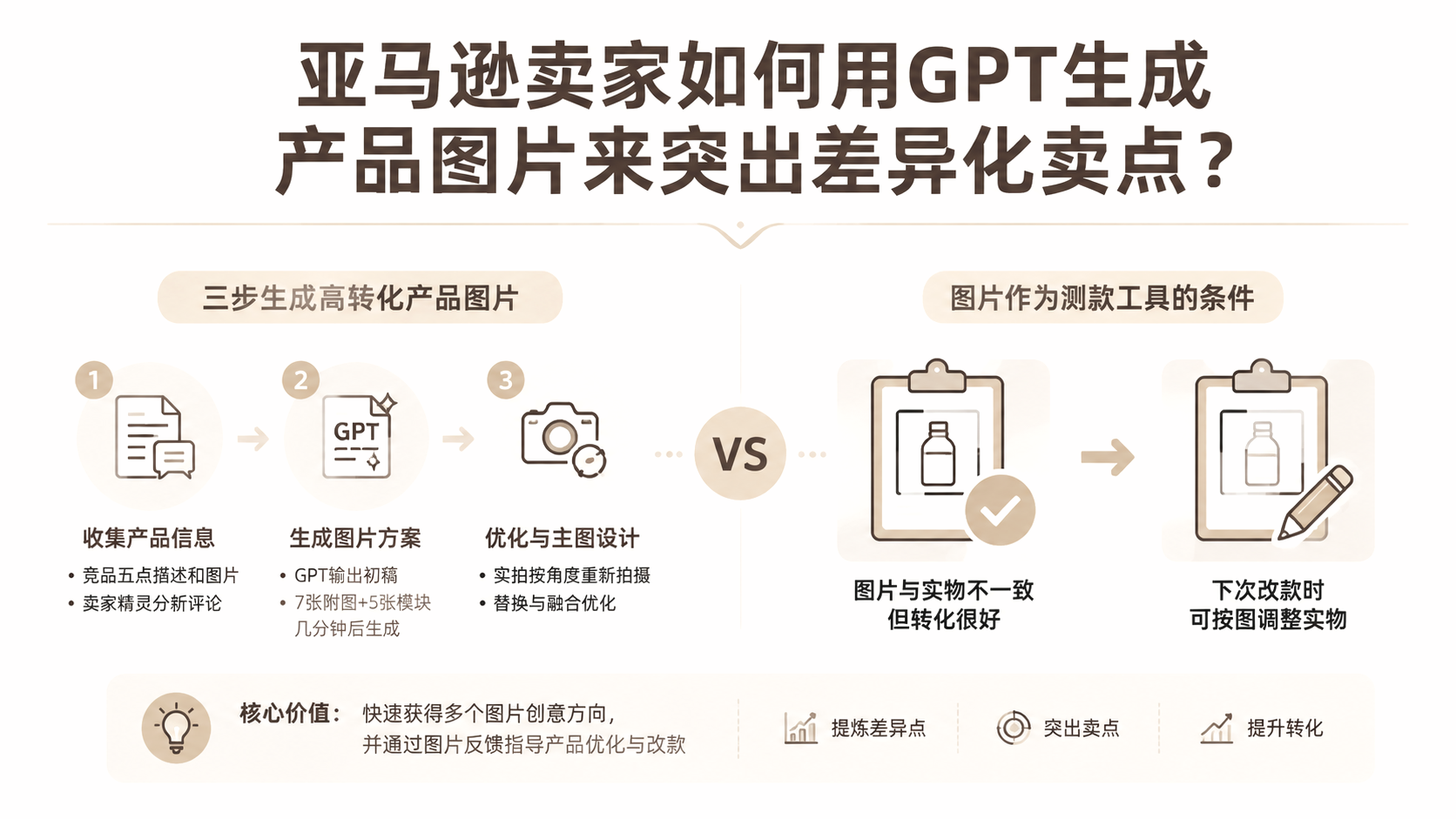 亚马逊卖家如何用GPT生成产品图片来突出差异化卖点? 文章主题框架图