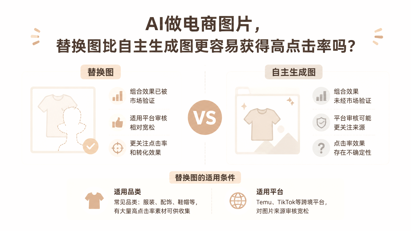 AI做电商图片,替换图比自主生成图更容易获得高点击率吗? 文章主题框架图