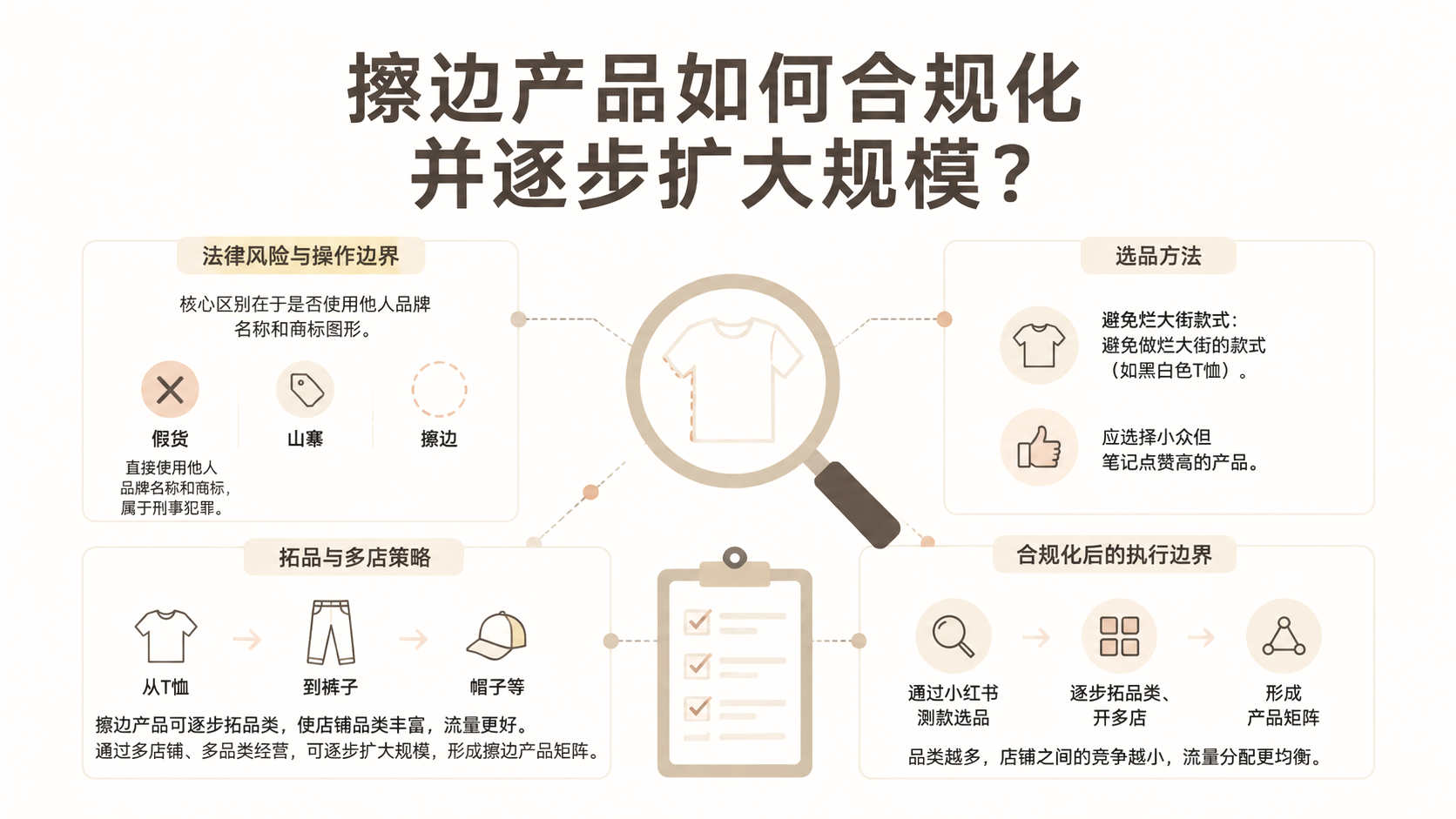 擦边产品如何合规化并逐步扩大规模？ 文章主题框架图