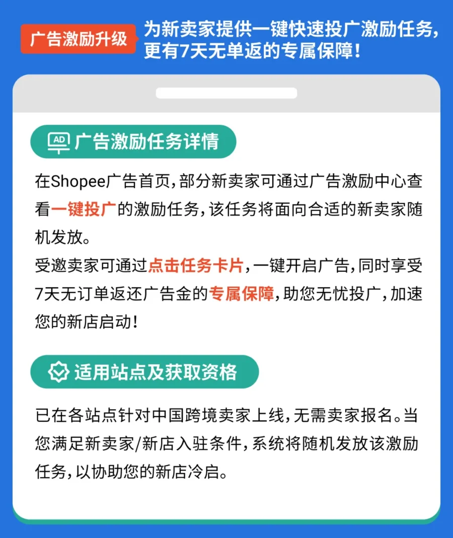 服务动态｜Shopee 宣布营销与结算功能升级，推出新卖家广告激励任务-新闻简介插图
