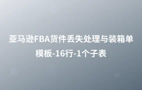 亚马逊FBA货件丢失处理与装箱单模板-16行-1个子表