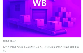 物流动态｜Wildberries分拣中心高负荷致配送延迟 卖家无需重复发货