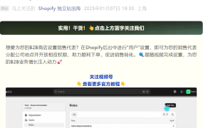 运营指导｜Shopify B2B商店销售代表设置教程 权限分配促进转化