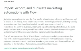 服务动态｜Shopify Flow自动化营销功能升级 支持导入导出复制工作流