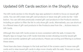 服务动态｜Shopify应用礼品卡界面更新 统一移动与网页操作体验