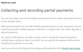 服务动态｜Shopify Plus新增部分付款功能 支持多笔分期收款和灵活支付记录