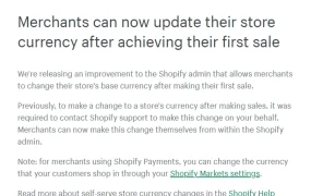 服务动态｜Shopify商家可自行更改商店货币 灵活适应销售市场 5月10日更新