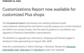 服务动态｜Shopify Plus结账系统升级Checkout Extensibility 2024年8月13日首阶段关闭