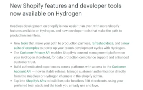 服务动态｜Shopify Hydrogen更新客户隐私API和账户API 加速无头商务开发