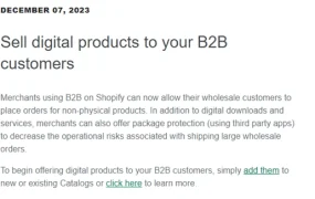 服务动态｜Shopify Plus现支持B2B商家销售数字产品 助力非实物商品出海