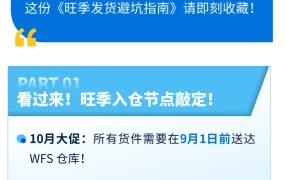 通知公告｜⚠️中危！沃尔玛WFS旺季入仓截止日公布 10月大促9月1日截仓
