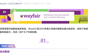 市场趋势｜Wayfair Q3净营收29亿美元 调整后EBITDA利润率4.1% 持续盈利