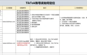 TikTok账号定位多维要素表-25行-1个子表
