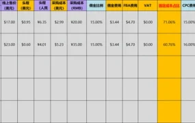 亚马逊利润自动分析表-9行-2个子表