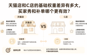 天猫店和C店的基础权重差异有多大，买家秀和补单哪个更有效？