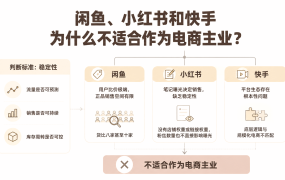 闲鱼、小红书和快手为什么不适合作为电商主业？